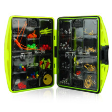 WEIHE Tackle Box Fishing Kit with Hook Weights Swivels Snaps Line Beads Angling Accessories Set