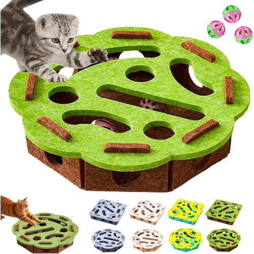 Cat Scratch Puzzle Enrichment Box with Bell 1pc