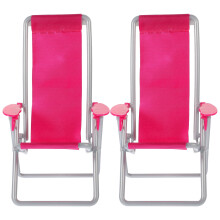 Kit de mini chaise de plage pliante pour poupée, idéal pour décorer un jardin féerique.