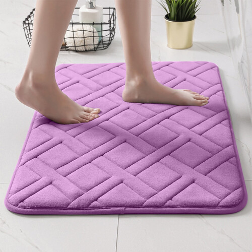 Purple Microfiber Bath Mat 40x60cm Non-Slip Absorbent