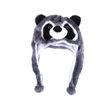 Guohui Pălărie de pluș Animal Pălărie Confortabil Capac de schi Fete Băieți Minunați Desene Animate Cald Cadou Noutate Gri Raccoon
