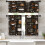 Küchenvorhang-Set, 3-teilig, orange, grau, beige 1