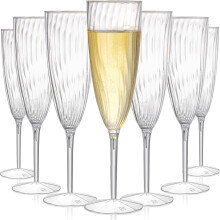 Lot de 18 flûtes à champagne/mimosa en plastique transparent, verres à vin jetables de 17 cl pour la maison, le quotidien, les fêtes, les