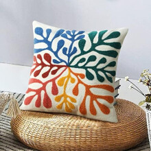 Boho-Kissenbezug „Abstraktes Matisse-Motiv“, 45 x 45 cm, weich gesteppt, farbenfroh, Mid-Century & Modern Boho-Dekorkissenbezug für Sofa,