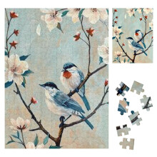 Puzzle din lemn cu flori și păsări, pentru familie și prieteni, cadou de ziua de naștere, nuntă, provocare imposibilă, 500 buc.