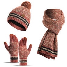 Dames sjaal, muts en handschoenen set voor de winter, nieuwe gebreide sjaal, warme wollen handschoenen, driedelige thermische outfit