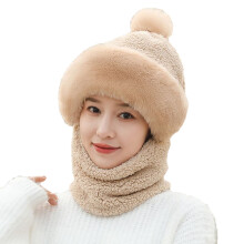 Cappello invernale da donna alla moda con sciarpa integrata, caldo, lavorato a maglia, antivento, imbottito, spesso, per ciclismo, rosa