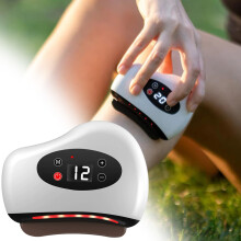 Beheizbares Fußmassagegerät für Plantarfasziitis, Tiefengewebsmassage, 4-in-1-Vibrationsgerät mit Gua-Sha-Schaber, Muskelpflege, Weiß