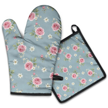 Pioneer Flower Ofenhandschuhe mit Blumenmuster, 2er-Pack, hitzebeständige Küchenhandschuhe, 19,5 x 30,5 cm