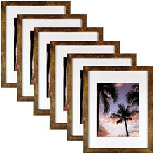 Cadres 11x14, pour photos 8x10 avec passe-partout ou tirages 11x14 sans passe-partout, fixation murale, marron, lot de 6