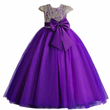 Vestido infantil para niñas, vestidos de princesa de tul, vestido infantil sin mangas bordado de malla, vestido de gasa para bebé morado