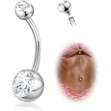 Titán köldökpiercing 14G, 8-14mm belső menettel, CZ köldökpiercing ékszer nőknek és férfiaknak