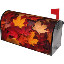 Fall Maple Leaves Mailbox Covers, Magnetic Post Box Cover Wraps Large Size 25.5x21 in for Garden Yard Decor