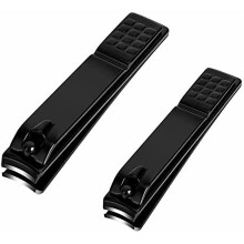 Nail Clippers Set, compatible with Sharp Stainless Steel Fingernail Clipper & Toenail Clippers, Black Nail Cutter, Large and Small 2 Piece Set.