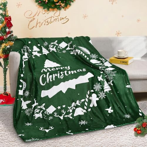 Green Wreath Throw Blanket 60 x 80 Inches