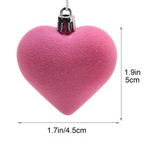 Yurqghjb 12ct Pink Velvet Heart Ornaments, Shatterproof Baubles for Valentine's Tree, 1.9"