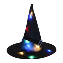 Chapeau de sorcière lumineux Gallickan – Chapeau d'Halloween à LED pour décoration de jardin, fête et carnaval en extérieur, compatible avec
