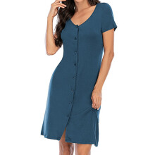 Pyjama d'allaitement à manches courtes et boutons pour femme, confortable et douillet, idéal pour l'été et l'automne.