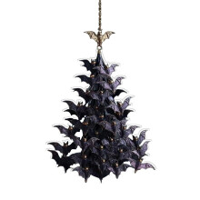 Enfeite de árvore de Natal com enxame de morcegos (1 peça), decoração gótica de Halloween com enxame de morcegos, enfeites de morcegos voadores