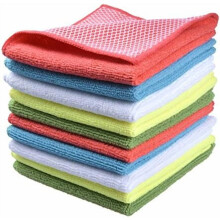 Mikrofaser-Geschirrtücher, 10er-Pack, 30 x 30 cm, 5 Farben, Poly-Scheuerseite – Geeignet für alle Küchenoberflächen