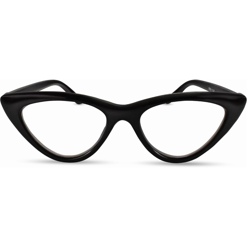 Premium Cat Eye TR-90 Reading Glasses for Women â NarrowâMedium Fit, Sturdy Frame, Spring Hinges, Stylish Readers, Clear Tortoise, +2.50