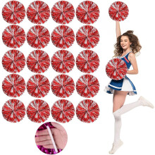 Pompons de pom-pom girl, pompons moelleux avec anneau facile à enfiler, pompons métalliques pour les fêtes (bleu, lot de 4)