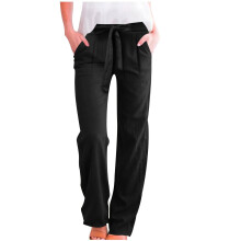 CHGBMOK Pantaloni da donna, pantaloni con laccetti sul davanti, taglie forti, vita alta, eleganti, casual, gamba dritta, pantaloni da lavoro con