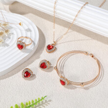 1 Set Valentinstag-Schmuckset, herzförmige Halskette, modisch für Damen