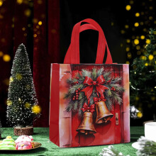 Sac à main rouge de Noël en papier, sac cadeau pour les fêtes, emballage saisonnier