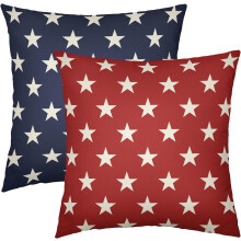Capas de almofada com estrelas azuis e vermelhas para o 4 de julho, 50x50 cm, conjunto de 2, decoração patriótica, compatíveis com almofadas