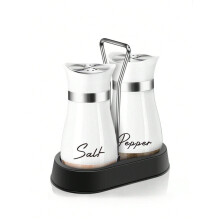 Ensemble de 2 flacons à assaisonnement de 120 ml (4 oz), comprenant sel et poivre avec support.