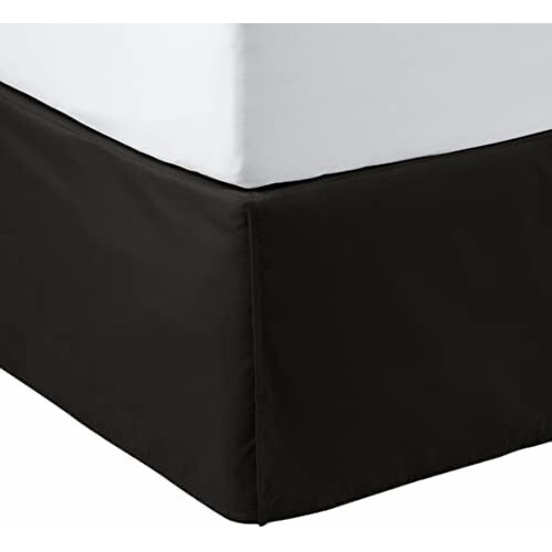 Let plisseret sengeskørt, queen size, sort, ensfarvet