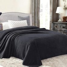 Coperta in pile singola per letto, super morbida e calda, adatta a tutte le stagioni, accogliente, soffice, leggera, 60x80 pollici, nera.