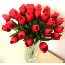 10-pään kodinsisustus Mini Tulip Real Touch Tulip -keinotekoiset kukkakimput (tumma sinivihreä)