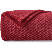 Super Soft Twin Blanket Red Premium Silky Flannel Fleece Leaves Pattern Lightweight Bed Blanket All Season Use (Red, Twin(60"x80"))