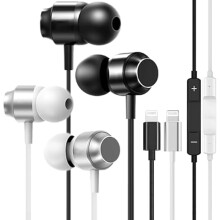 Trådbundna hörlurar med mikrofon och brusisolering, kompatibla med iPhone 14/13/12/11/Pro/Max/XR/8/7Plus – 2-pack