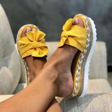 Sandales pour femmes UTTOASFAY, pantoufles d'été à plateforme et talons compensés, pointure 35 (5,5), jaunes.