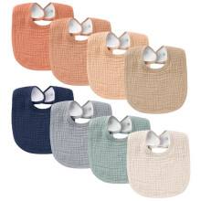 8-Pack Muslin Baby Bibs, Cotton Bandana Drool Bibs for Boys & Girls, Absorbent & Adjustable – Compatible with Teething