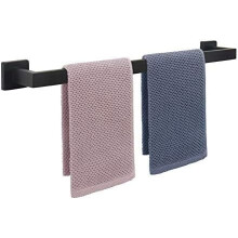 Porte-serviettes carré haut de gamme en acier inoxydable épais pour salle de bain, fixation murale, noir mat, 68,5 cm (27 pouces), compatible avec