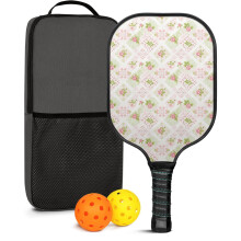 Pickleball Paddles Set with Floral Fiberglass Rackets, 2 Balls & Bag – Compatible with Indoor/Outdoor Play