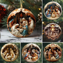 Nativity Scene Ornaments Religious Christmas Hanging Ornament Christmas Decorations for Holiday Party Christma Tree Decor Religious Gift