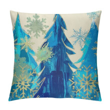 Set blauer Weihnachtskissenbezüge (Zoll) – Dekorative quadratische Weihnachtskissen für winterliche Feiertage im Landhausstil, ideal für Sofa