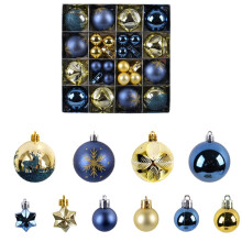 44Pcs Blue & Silver Christmas Ornaments Set - Shatterproof Glitter Snowflake Balls for Xmas Tree, Wreath & Wedding Decor (12 Large & 32 Mini)