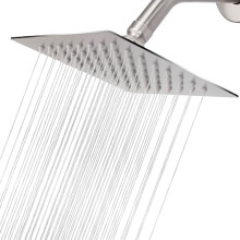 Chuveiro quadrado de 15 cm (6") com efeito chuva, em aço inoxidável de alta vazão, compatível com alta pressão e baixo fluxo de água,