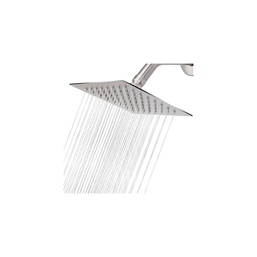 6" Square Rain Shower Head, High Flow Stainless Steel, High Pressure, Low Water Flow Compatible, Brushed Nickel 9104899372109