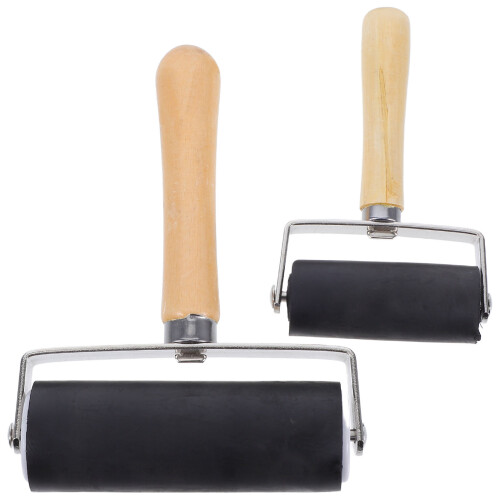 6Pcs Printmaking Rubber Rollers with Smooth Surface and Wooden Handle 2