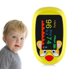 Detský pulzný oxymeter na prst, nabíjateľný, monitor saturácie krvi kyslíkom s USB káblom