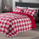Plaid comforter set twin size with 1 sham red white 1