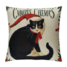 Capas de Almofada de Natal com Estampa de Cachorro e Gato, Capa Decorativa de 12 Polegadas com Animais Fofos para Sofá, Decoração de Casa de