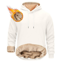 Herre Henley-sweatshirt med hætte, varm, tyk uld-fløjlspullover, langærmet, efterår/vinter, M-5XL, kompatibel med alle årstider